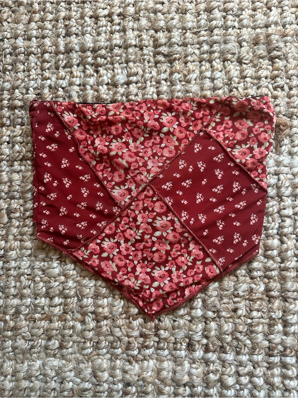 Altar'd State Red Floral Patchwork tube top